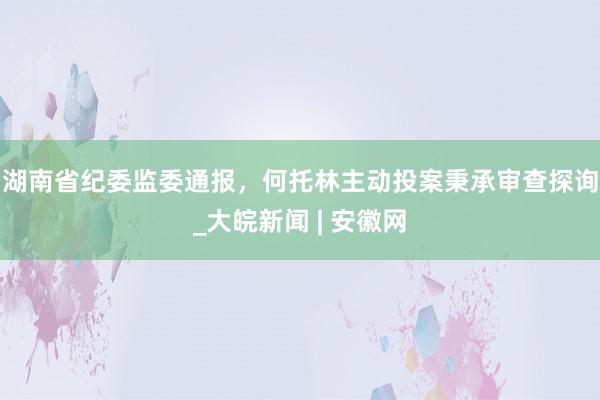 湖南省纪委监委通报，何托林主动投案秉承审查探询_大皖新闻 | 安徽网