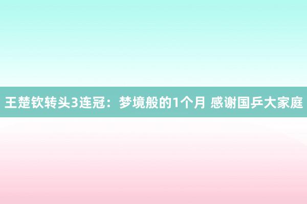 王楚钦转头3连冠：梦境般的1个月 感谢国乒大家庭