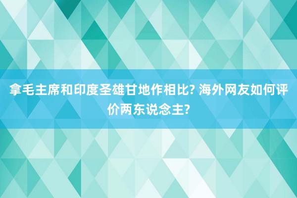 拿毛主席和印度圣雄甘地作相比? 海外网友如何评价两东说念主?