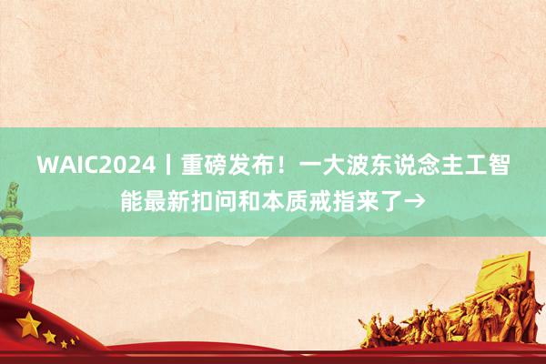 WAIC2024丨重磅发布！一大波东说念主工智能最新扣问和本质戒指来了→