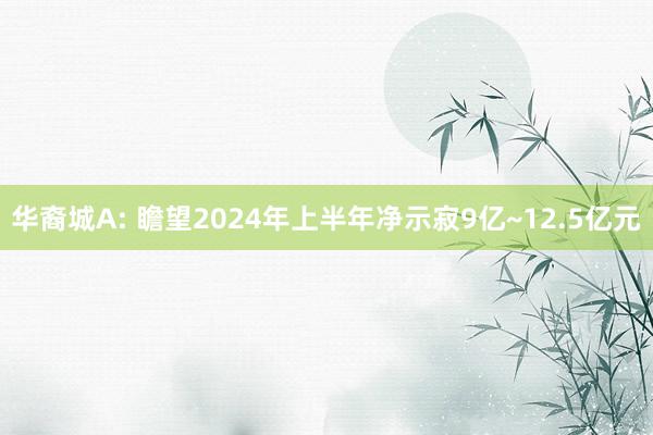 华裔城A: 瞻望2024年上半年净示寂9亿~12.5亿元