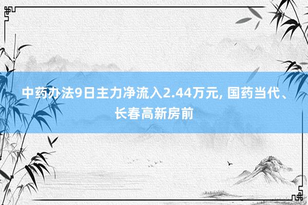 中药办法9日主力净流入2.44万元, 国药当代、长春高新房前