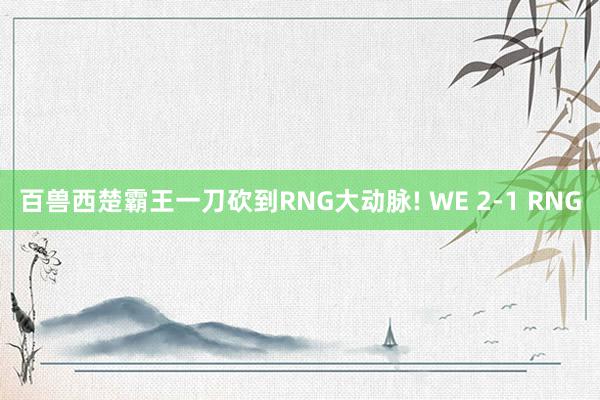 百兽西楚霸王一刀砍到RNG大动脉! WE 2-1 RNG