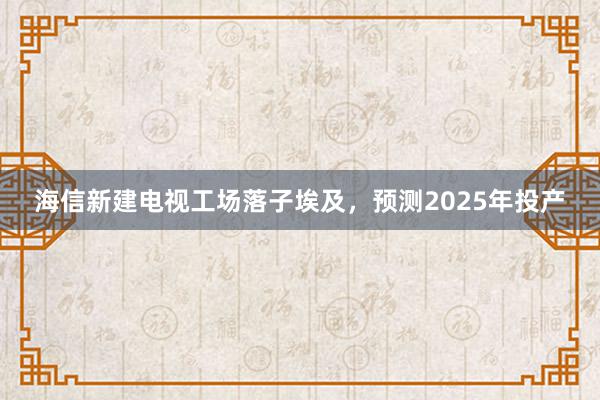 海信新建电视工场落子埃及，预测2025年投产