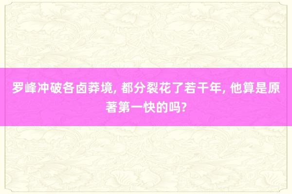 罗峰冲破各卤莽境, 都分裂花了若干年, 他算是原著第一快的吗?