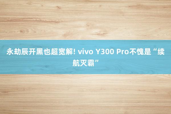 永劫辰开黑也超宽解! vivo Y300 Pro不愧是“续航灭霸”