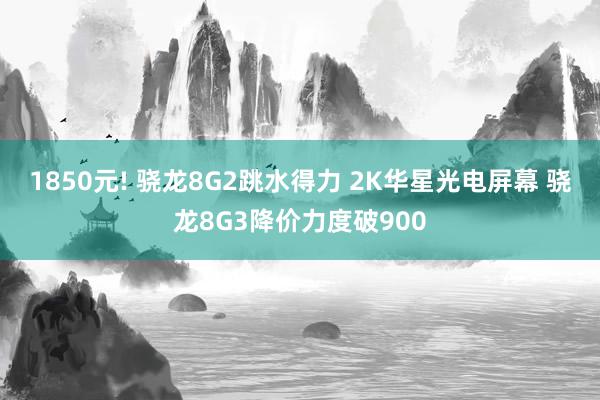 1850元! 骁龙8G2跳水得力 2K华星光电屏幕 骁龙8G3降价力度破900