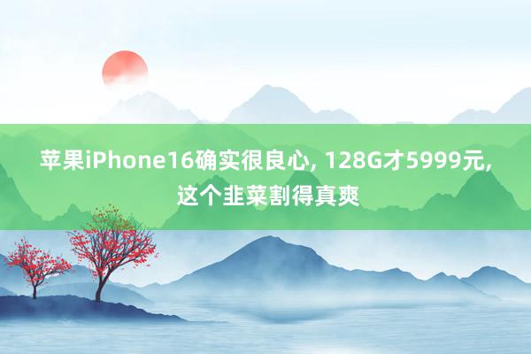 苹果iPhone16确实很良心, 128G才5999元, 这个韭菜割得真爽