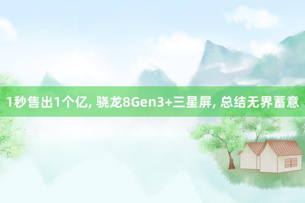 1秒售出1个亿, 骁龙8Gen3+三星屏, 总结无界蓄意