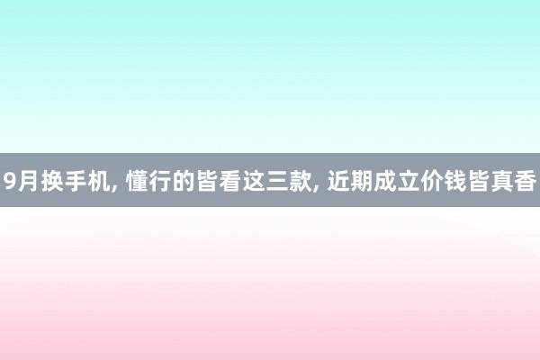 9月换手机, 懂行的皆看这三款, 近期成立价钱皆真香