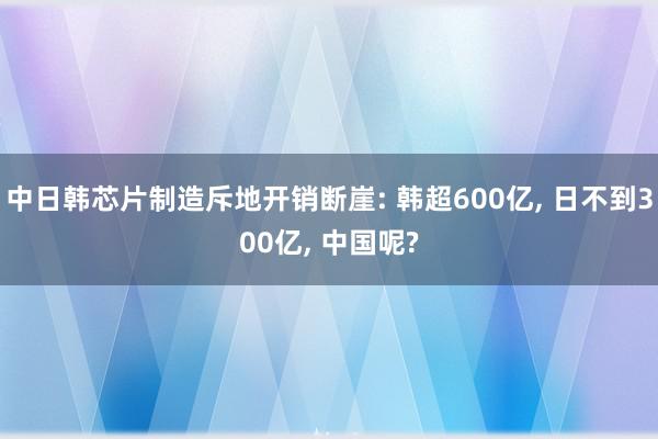 中日韩芯片制造斥地开销断崖: 韩超600亿, 日不到300亿, 中国呢?