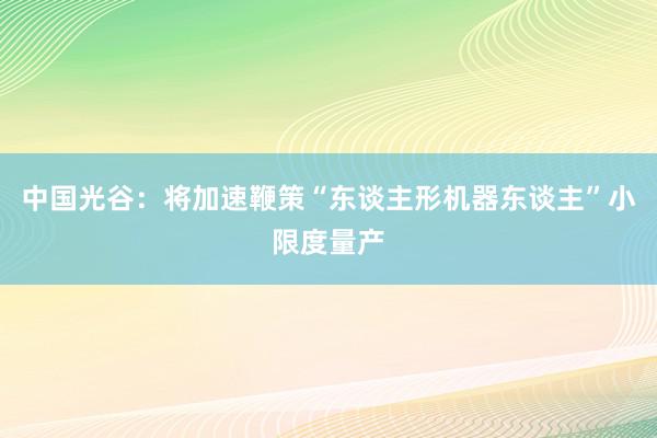 中国光谷：将加速鞭策“东谈主形机器东谈主”小限度量产