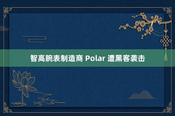 智高腕表制造商 Polar 遭黑客袭击