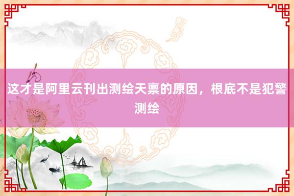 这才是阿里云刊出测绘天禀的原因，根底不是犯警测绘