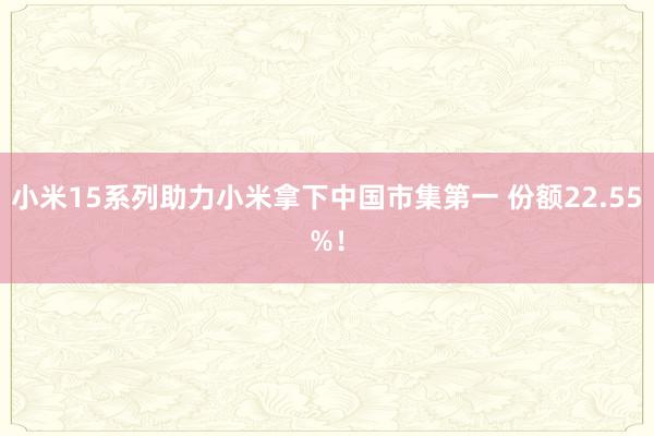 小米15系列助力小米拿下中国市集第一 份额22.55%！