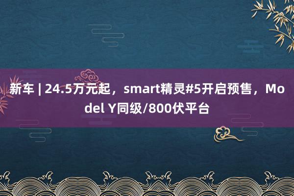 新车 | 24.5万元起，smart精灵#5开启预售，Model Y同级/800伏平台